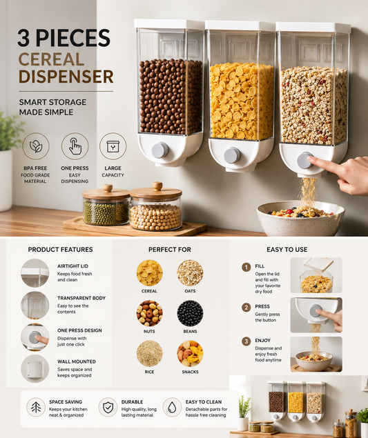 3 Pieces Cereal Dispenser